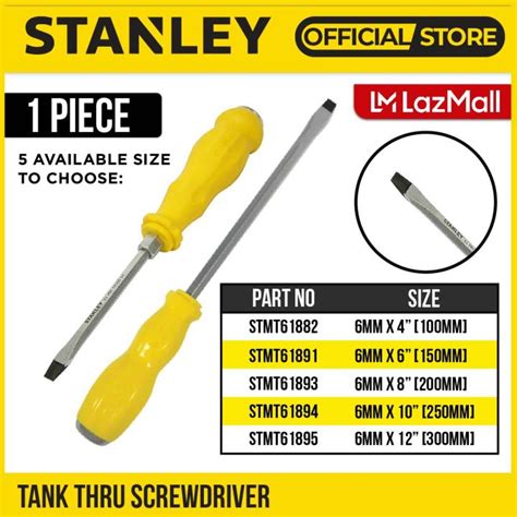 STANLEY TANK THRU FLAT HEAD SCREWDRIVER SIZE 6MMx4" - 12" [ STMT61889 | STMT61891 | STMT61893 ...