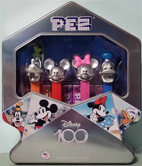 Disney 100 Yrs Mickey Minnie Donald Goofy Platinum Pez T Tin 20