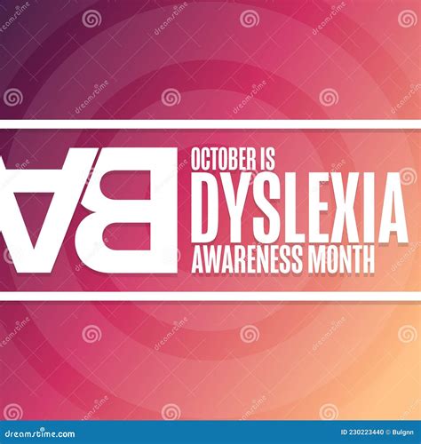 October Is Dyslexia Awareness Month Holiday Concept Stock Vector