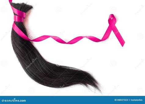 Hair with Pink Satin Ribbon Stock Photo - Image of isolated, help: 88047322