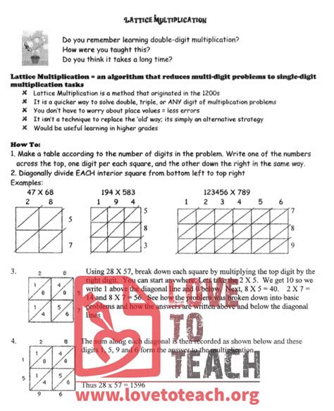 Lattice Multiplication How To