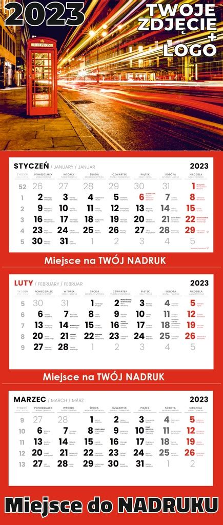 Kalendarz 3 DZIELNY 2023 Z Nadrukiem LOGO 25 Szt 12645651595