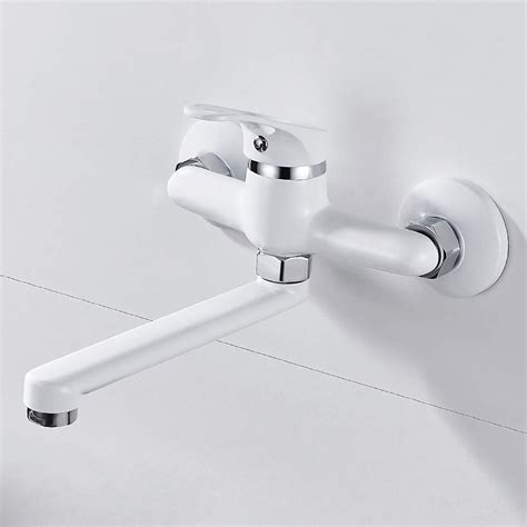 Buy Wall Ed Kitchen Mixer Tap For Wall Sink Adjustable Hot And Cold Water Single Lever Chrome