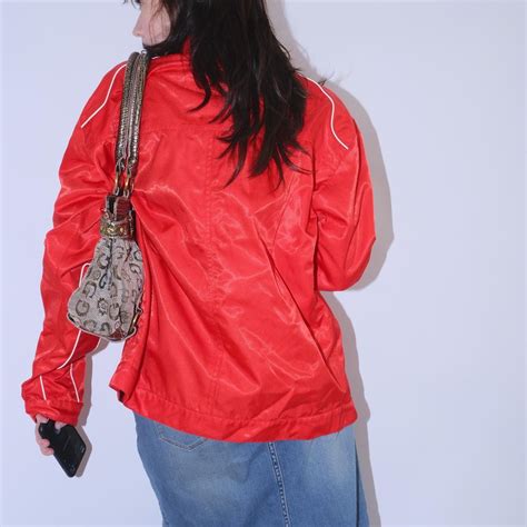 Vintage Oversized Red Racer Jacket With Pockets Depop