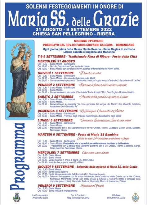 Ribera Festa Madonna Maria Delle Grazie Dal 7 Al 9 Settembre Ripost