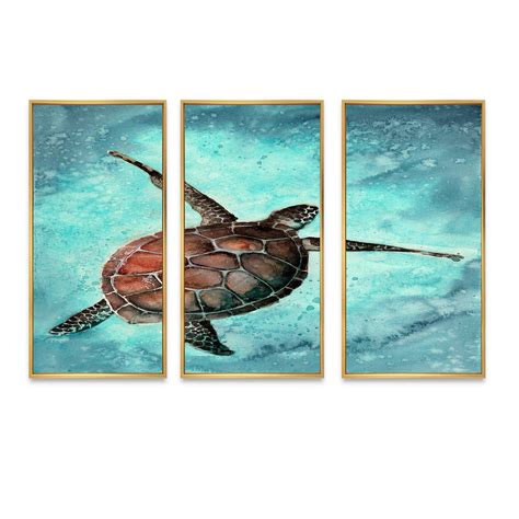 Designart Colorful Sea Turtle Swimming In The Ocean Nautical