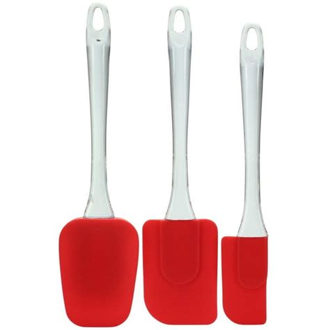 Flexible 3 Piece Silicone Spatula Set Heat Resistant And Bpa Free Red