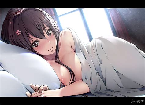 Anthropomorphism Bed Breasts Kantai Collection Kappipe Brd