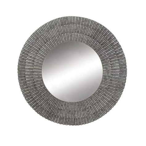 Reviews For Litton Lane 37 In X 37 In Round Framed Gray Wall Mirror