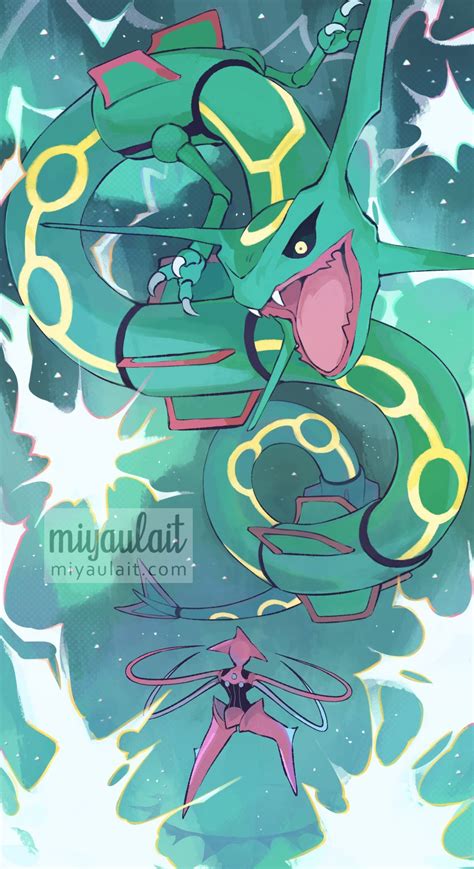 Rayquaza Deoxys And Deoxys Pokemon Drawn By Miyaulait Danbooru