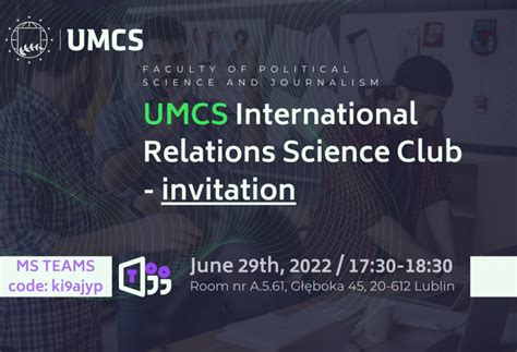 Umcs International Relations Science Club Invitation Czerwiec