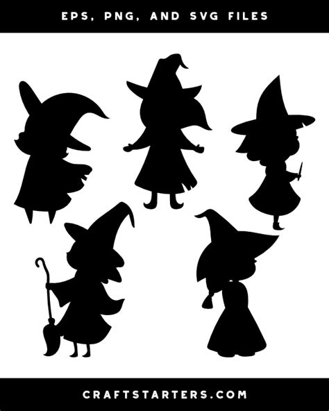 Cute Standing Witch Silhouette Clip Art | Witch silhouette, Silhouette ...