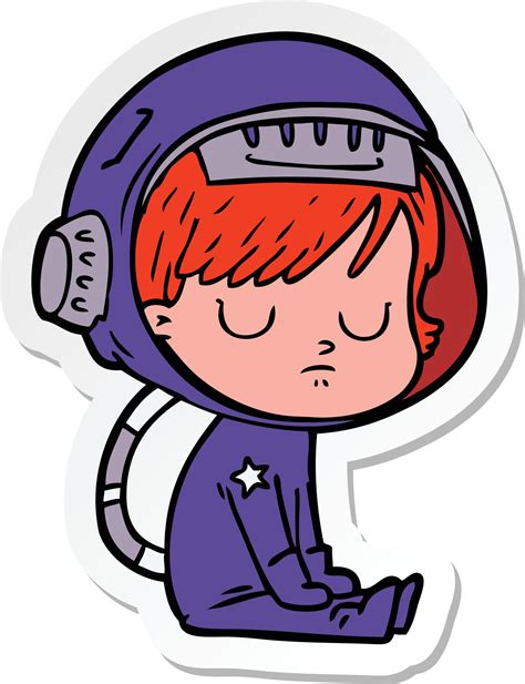 Pegatina De Una Mujer Astronauta De Dibujos Animados 8637079 Vector En