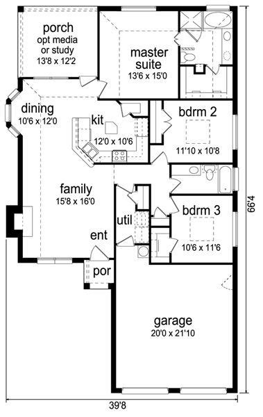 One Story House Plans 1500 Square Feet 2 Bedroom 1500 Sq Ft House Plans Traditional House