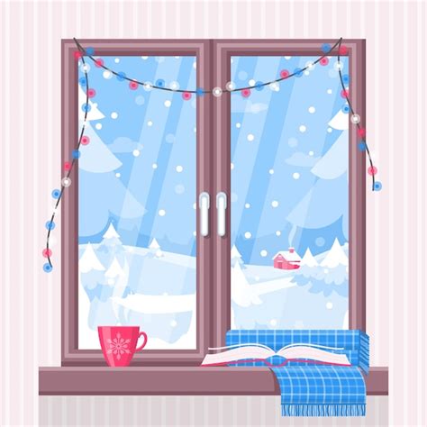 Free Vector Flat Winter Window Illustration