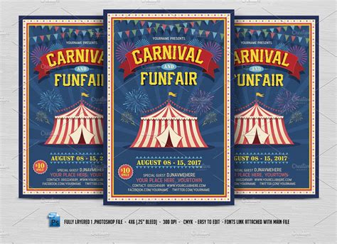 Carnival And Fun Fair Flyer Creative Photoshop Templates Creative Market