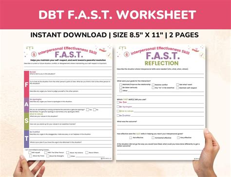 DBT FAST Skill Worksheet 2 Page Fillable Pdf Interpersonal