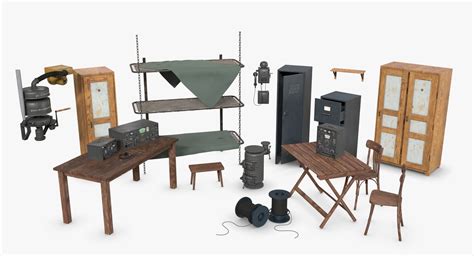 3D Model Collection Bundle German Bunker Furnitures WWII VR / AR / low-poly | CGTrader