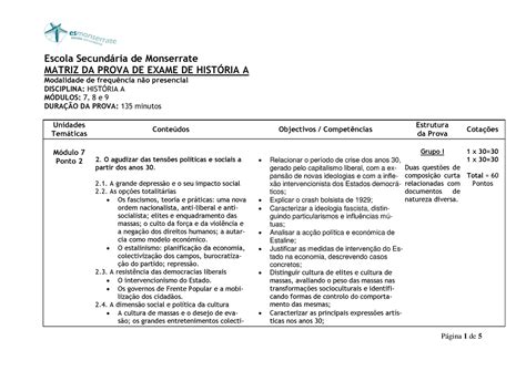 Matriz Historia A Mod Escola Secundria De Monserrate Matriz Da