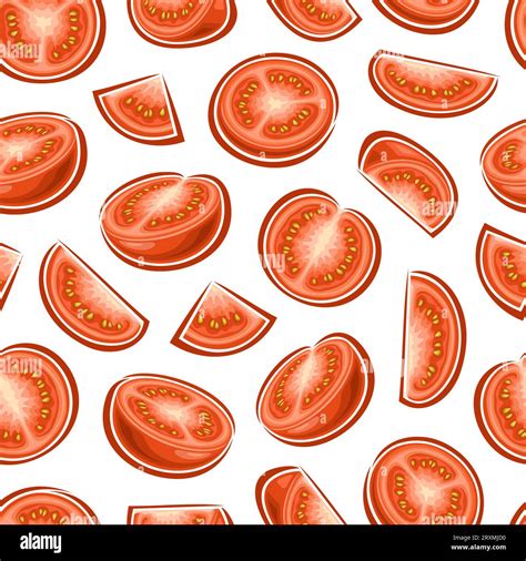 Vector Red Tomato Seamless Pattern Repeat Background With Variety