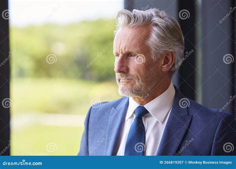 Portrait Of Serious Senior Businessman Ceo Chairman Standing Inside