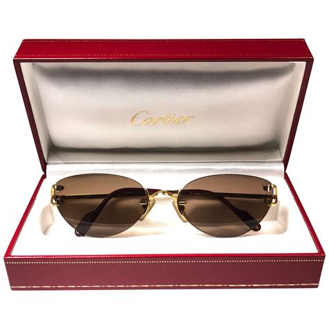 New Cartier Diabolo Gold And Black 53mm 24k Gold Sunglasses France At 1stdibs