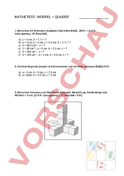 Arbeitsblatt W Rfel Quader Geometrie K Rper Figuren