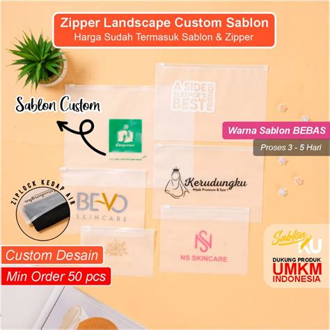 Jual Zipper Bag Organizer Bag Transparan Doff Landscape Custom Sablon