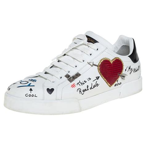 Dolce And Gabbana White Leather Portofino Low Top Sneakers Size 43 At 1stdibs