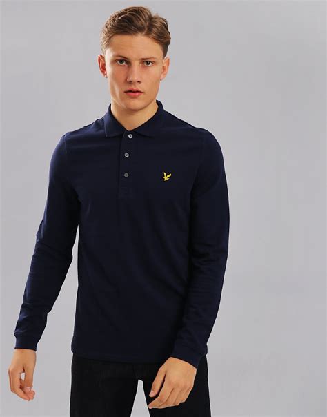 Lyle And Scott Long Sleeve Polo Shirt Navy Terraces Menswear