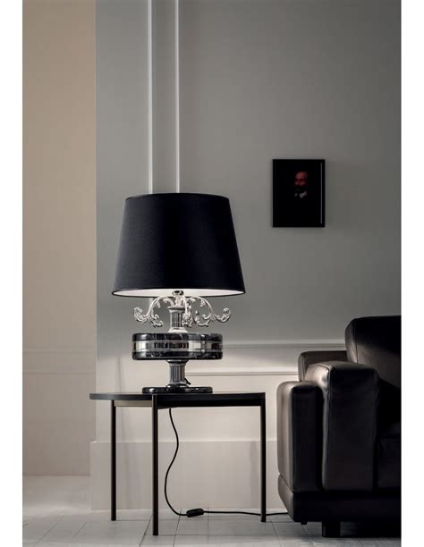 Lampada Da Tavolo Lume Di Lusso In Ottone Cromo E Marmo Nero Ms