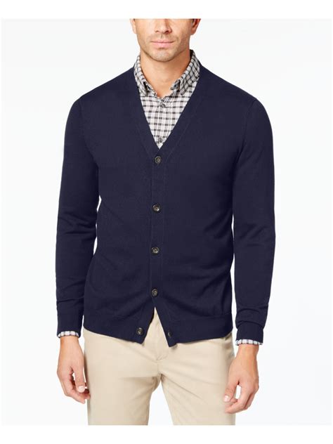 Clubroom Mens Navy Long Sleeve V Neck Classic Fit Button Down Cardigan