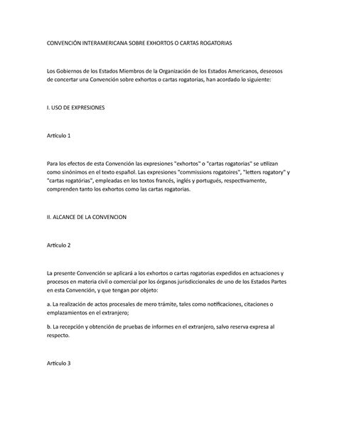 Convención Interamericana Sobre Exhortos O Cartas Rogatorias