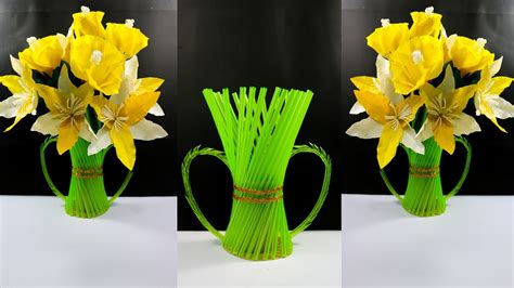 Ide Kreatif Vas Bunga Dari Sedotan Easy Craft Ideas Flower Vase