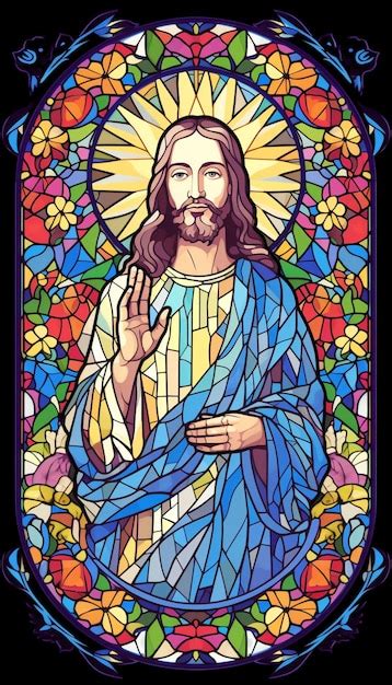 Premium Photo A Close Up Of A Stained Glass Window With A Jesus Image Generative Ai