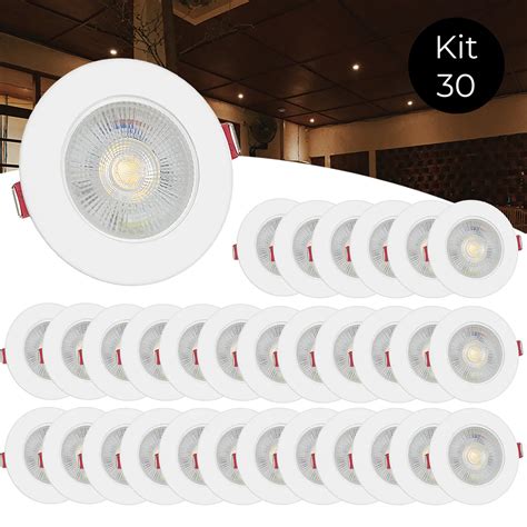 Kit 30 Spot Led 5w Direcion Vel Embutir Redondo Cor De Luz Branco