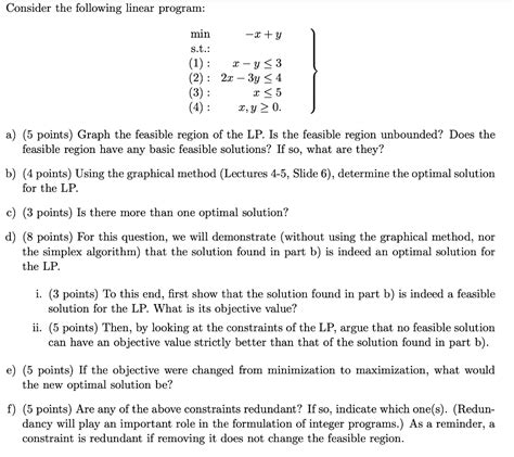 Solved Consider The Following Linear Program Min St