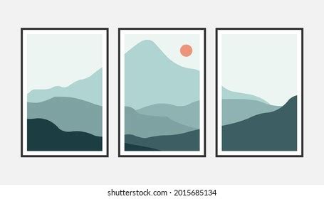 Natural Abstract Mountain Wall Art Set Stock Vector Royalty Free