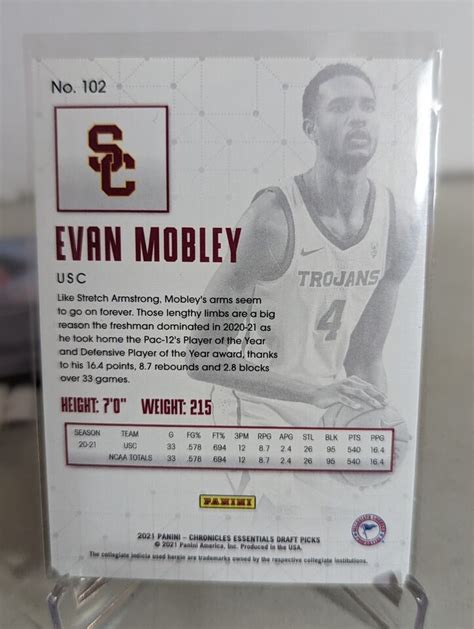 Panini Chronicles Draft Picks Essentials Evan Mobley Rc