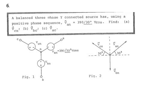 Solved A Balanced Three Phase Y Connected Source Has Using