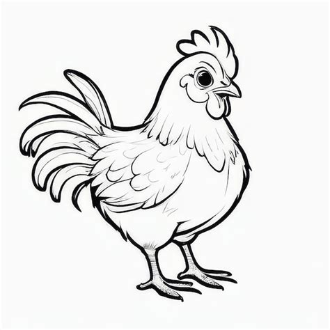 Un Dessin D Un Poulet Avec Un Bec Jaune Et Un Fond Blanc Vecteur