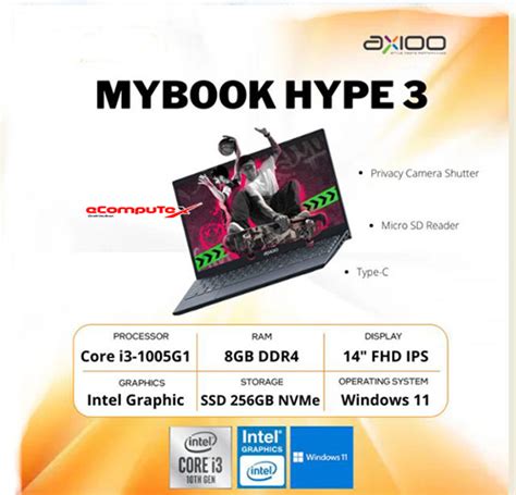 Axioo Mybook Hype Core I G Gb Ssd Gb Fhd W Resmi