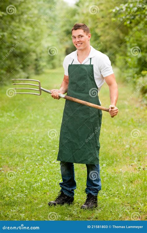 Man With Pitchfork Stock Image Image Of Active Caucasian 21581803