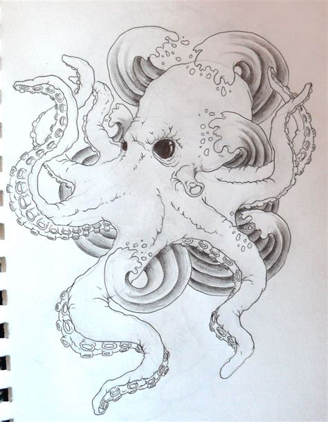 Black Eyed Octopus In Swirly Water Tattoo Design By Zioman Tattooimagesbiz