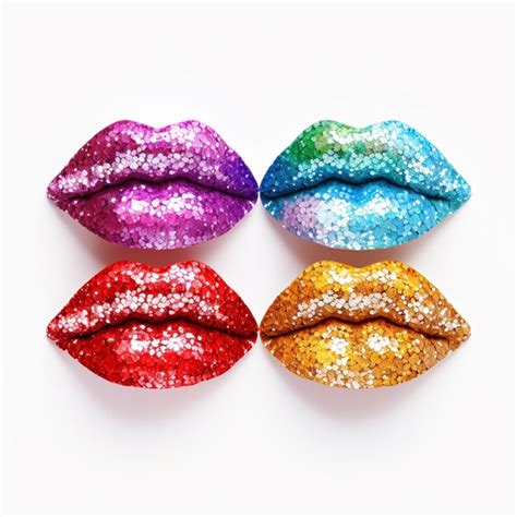 Premium Photo Three Different Colored Lipsticks With Glitter On Them