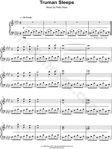 Truman Sleeps From The Truman Show Sheet Music Piano Solo In F Minor Download And Print