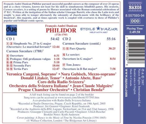 Francois Andre Danican Philidor Carmen Saeculare Cds Jpc