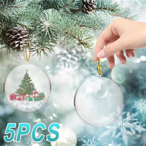 Lsljs Christmas Tree Balls Christmas Decorations 5 Pcs Clear Plastic Ball Diy Fillable Baubles