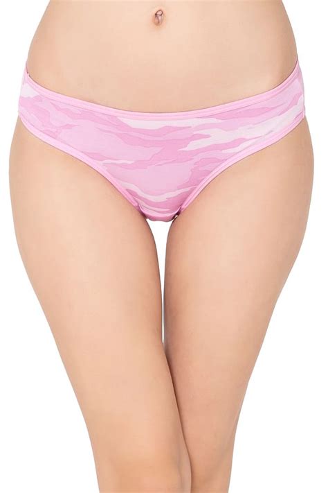 Buy Low Waist Camouflage Print Bikini Panty In Baby Pink Cotton