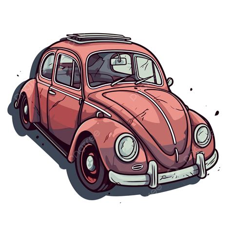 An Old Fashioned Cartoon Vw Beetle Is Shown On A White Background